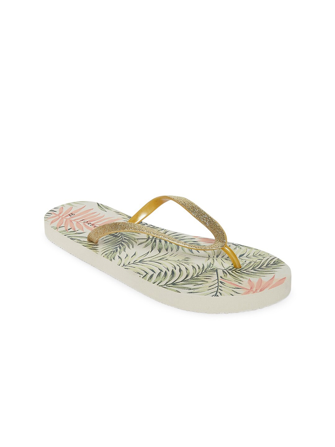 

Forever Glam by Pantaloons Women Beige & Green Printed Thong Flip-Flops