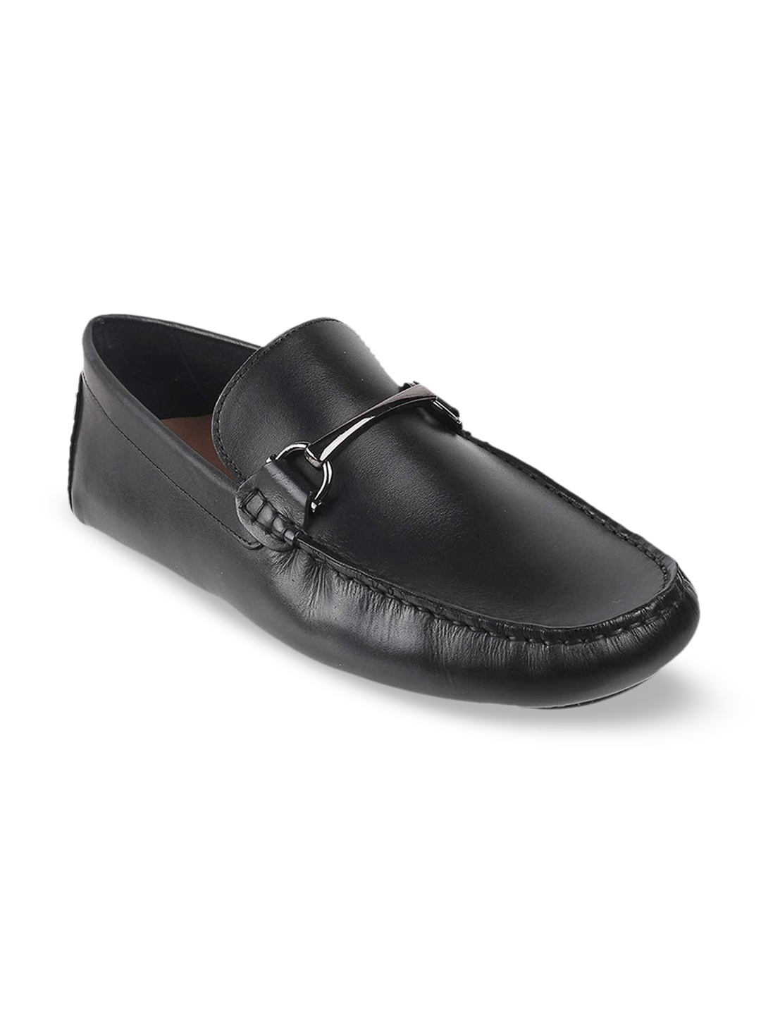 

J FONTINI Men Black Leather Driving Shoes