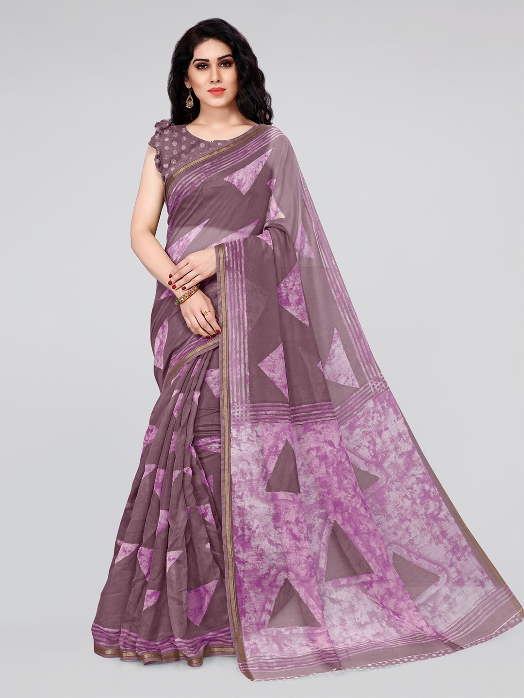 

KALINI Purple Printed Zari Saree