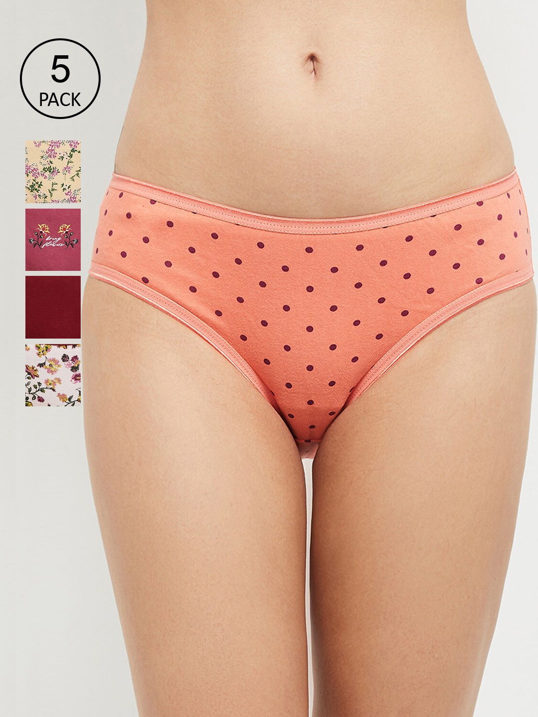 

max Women Pack Of 5 Pure Cotton Hipster Briefs, White