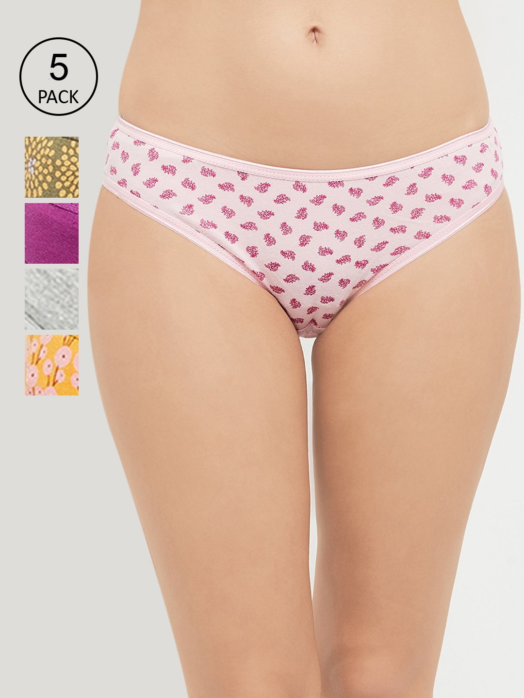 

max Women Pack Of 5 Printed Pure Cotton Hipster Briefs SU215PKBK05, Pink