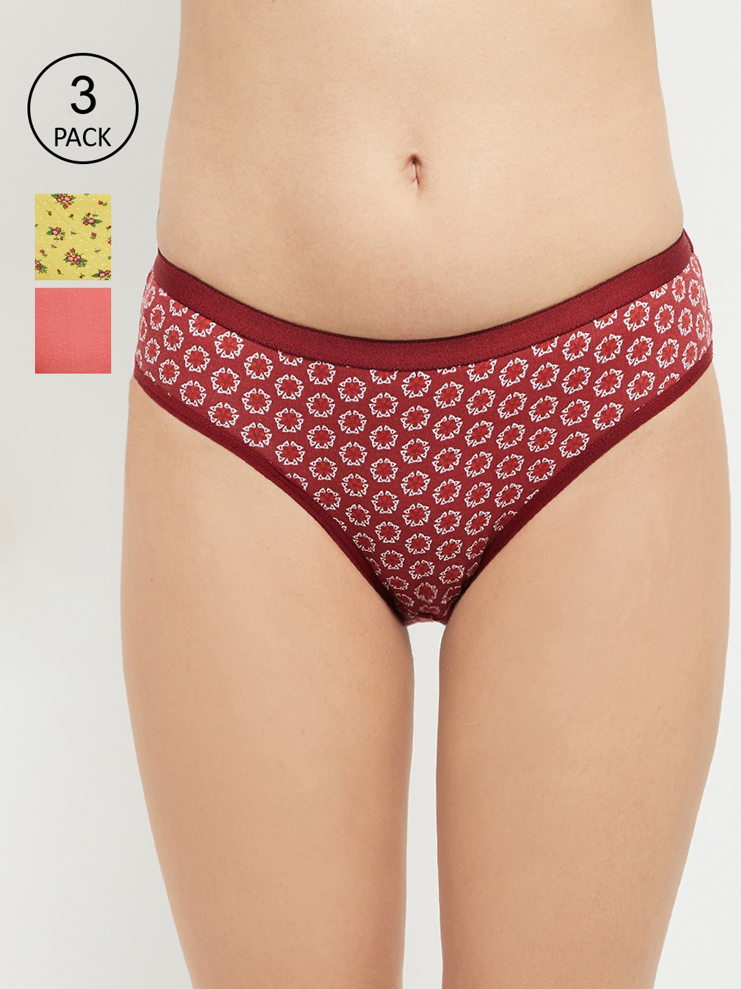 

max Women Pack of 3 Printed Pure Cotton Hipster Briefs NOOSSU21LH09LEMON, Yellow