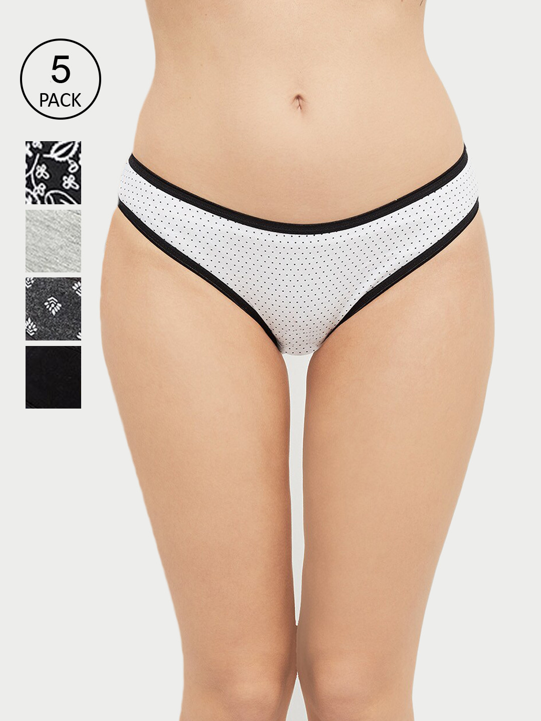 

max Women Pack Of 5 Pure Cotton Bikini Briefs, Black