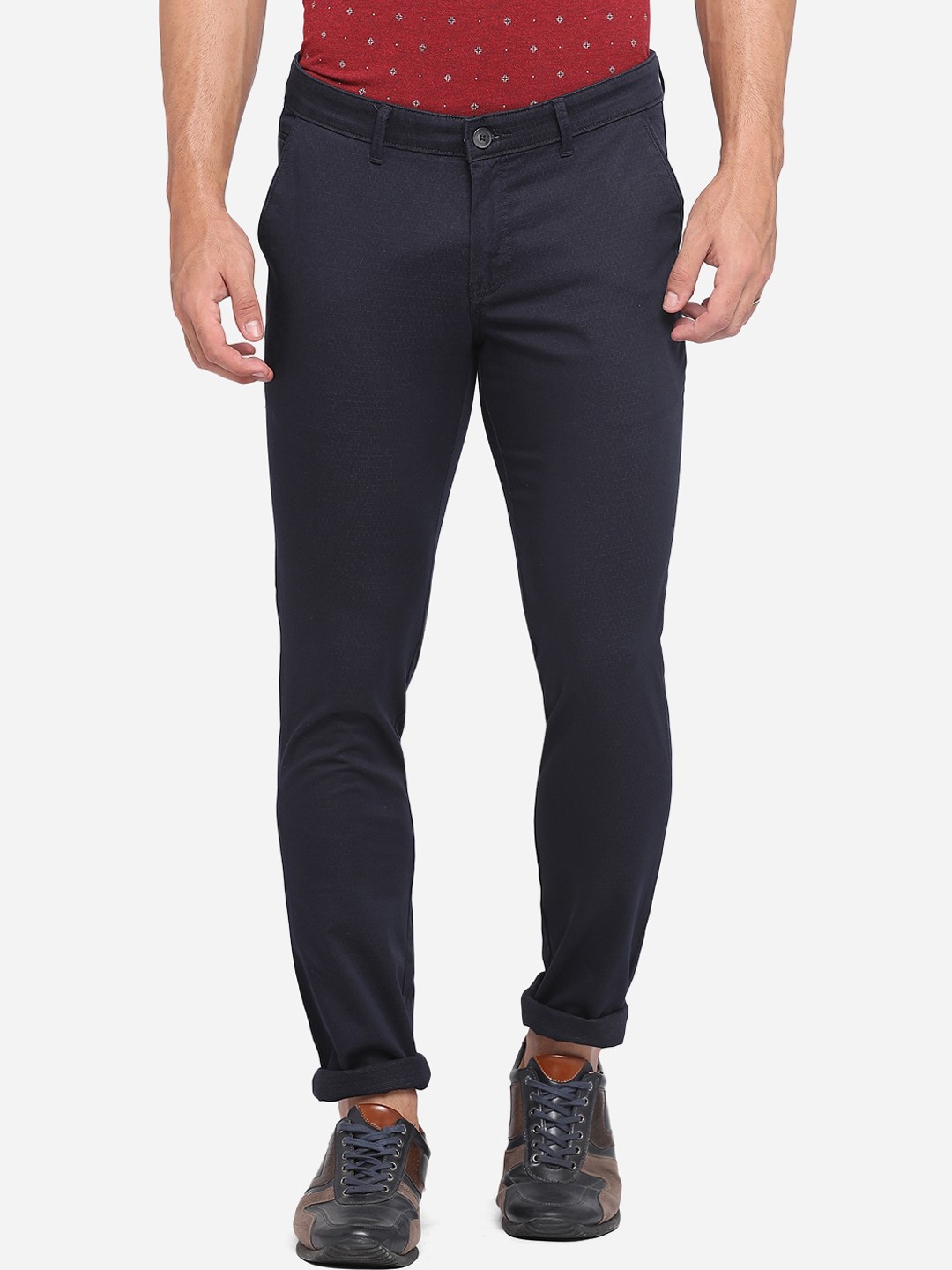 

Greenfibre Men Blue Slim Fit Pure Cotton Trousers