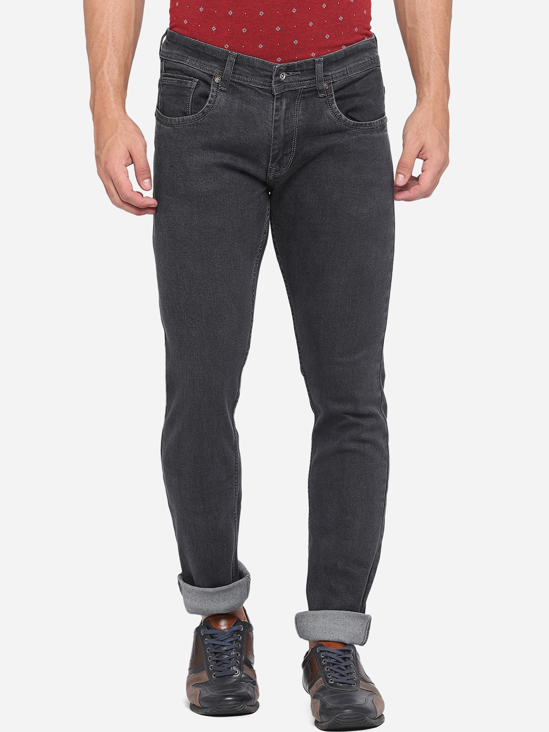 

Greenfibre Men Charcoal Grey Narrow Slim Fit Stretchable Jeans