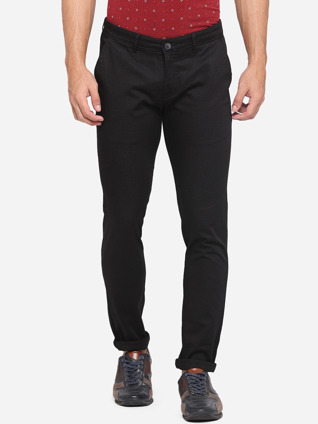 

Greenfibre Men Black Slim Fit Chinos Trousers