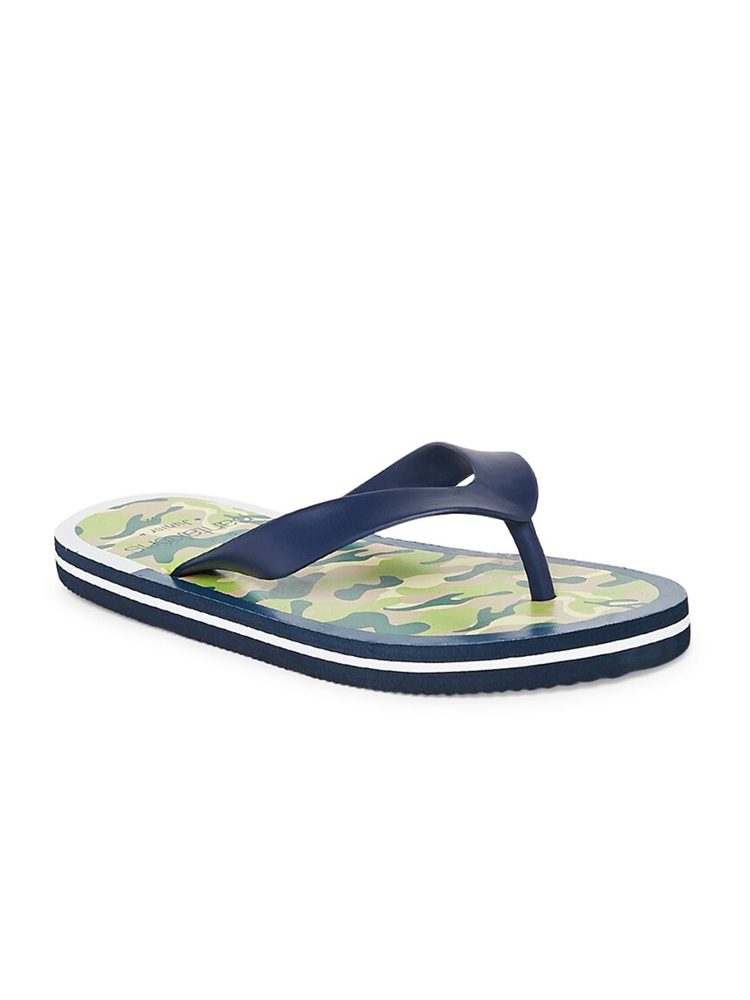 

Pantaloons Junior Boys Navy Blue & Green Printed Thong Flip-Flops