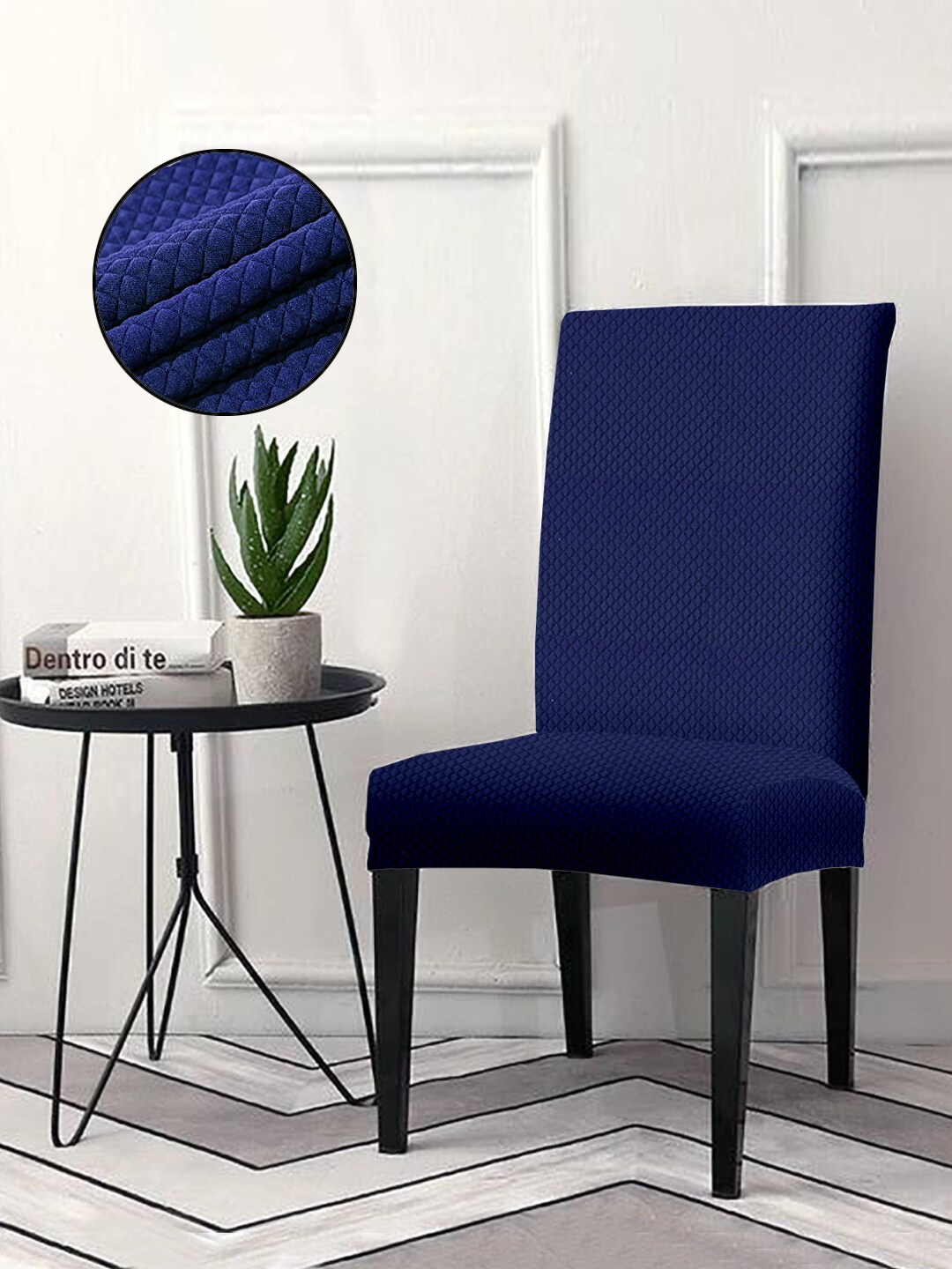 

Cortina Blue Solid Chair Cover
