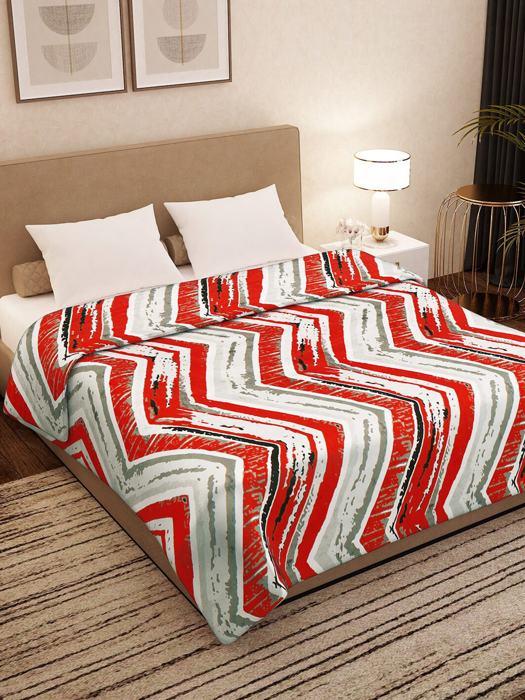 

Story@home Red & White AC Room 300 GSM Double Bed Blanket