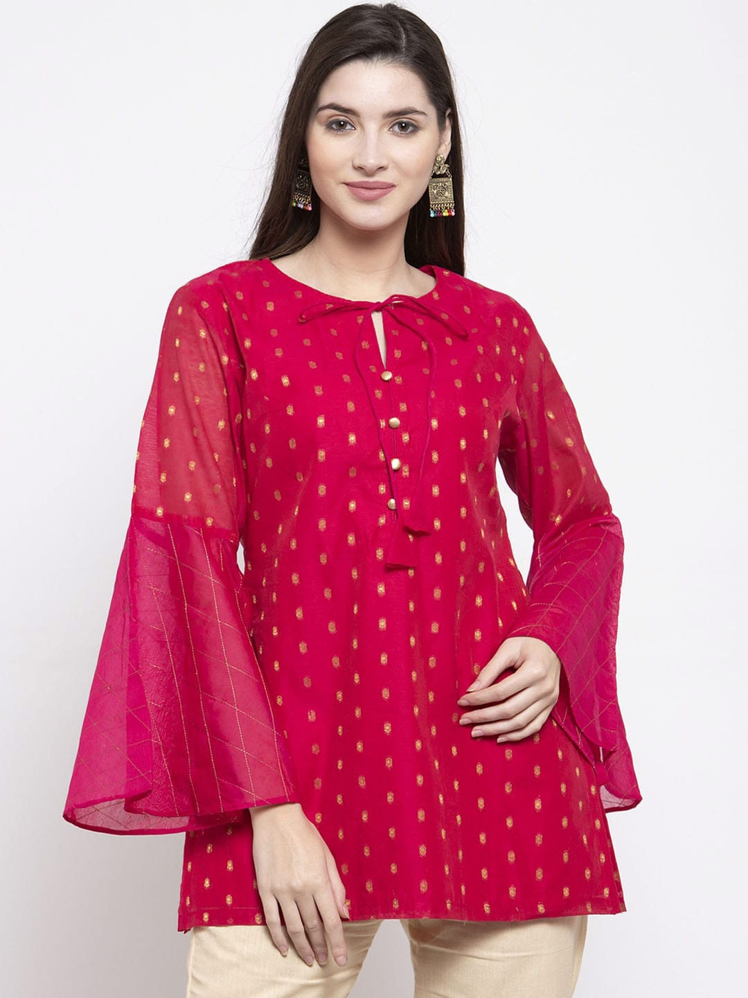 

Bhama Couture Pink & Gold-Toned Printed Tunic