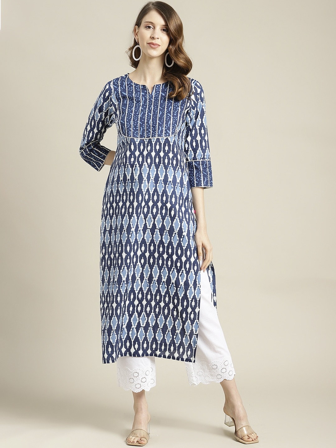 

Varanga Women Blue Geometric Printed Kurta