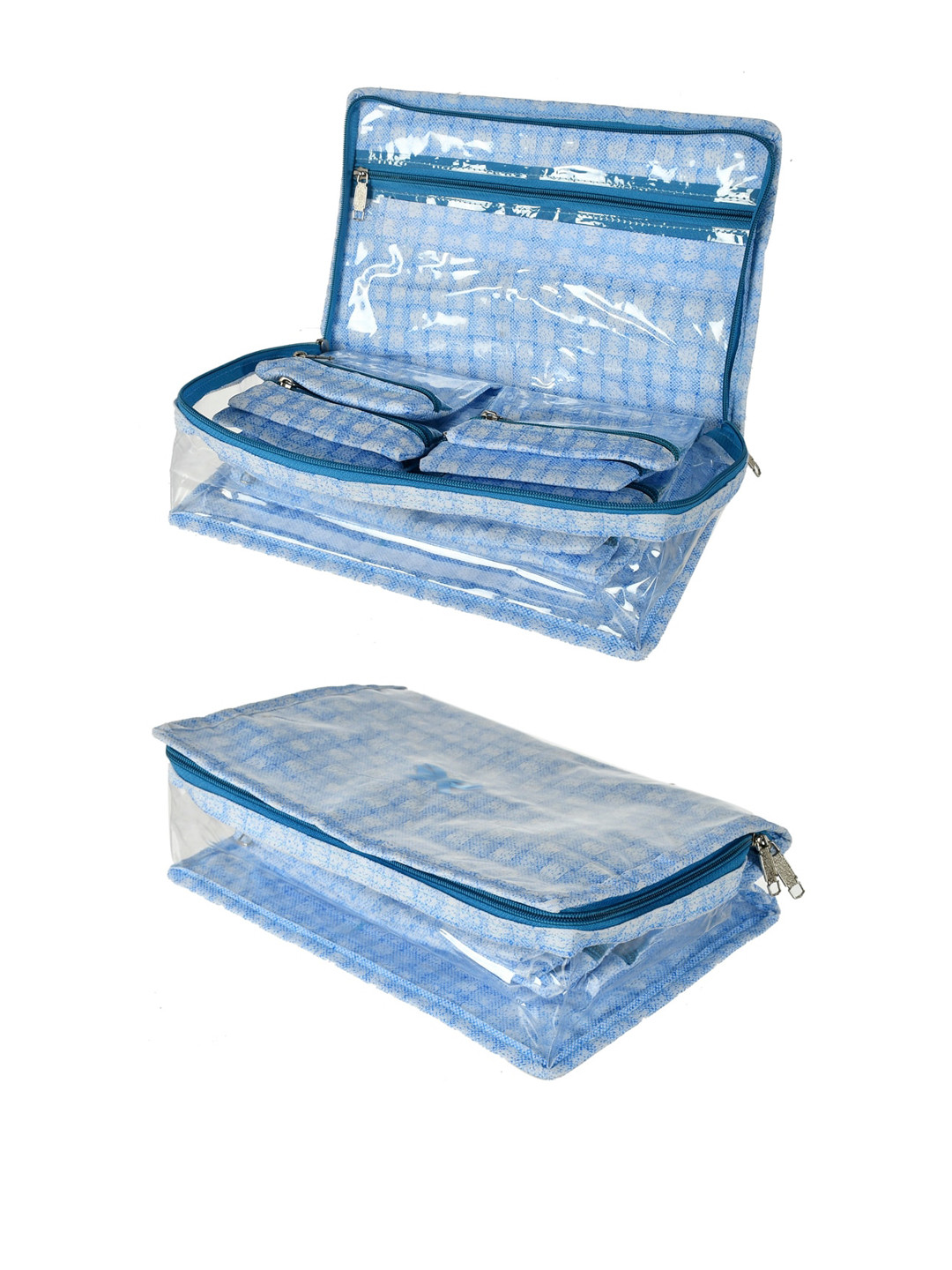 

Kuber Industries Set Of 2 Blue & Off-White Printed Jewellery Organisers