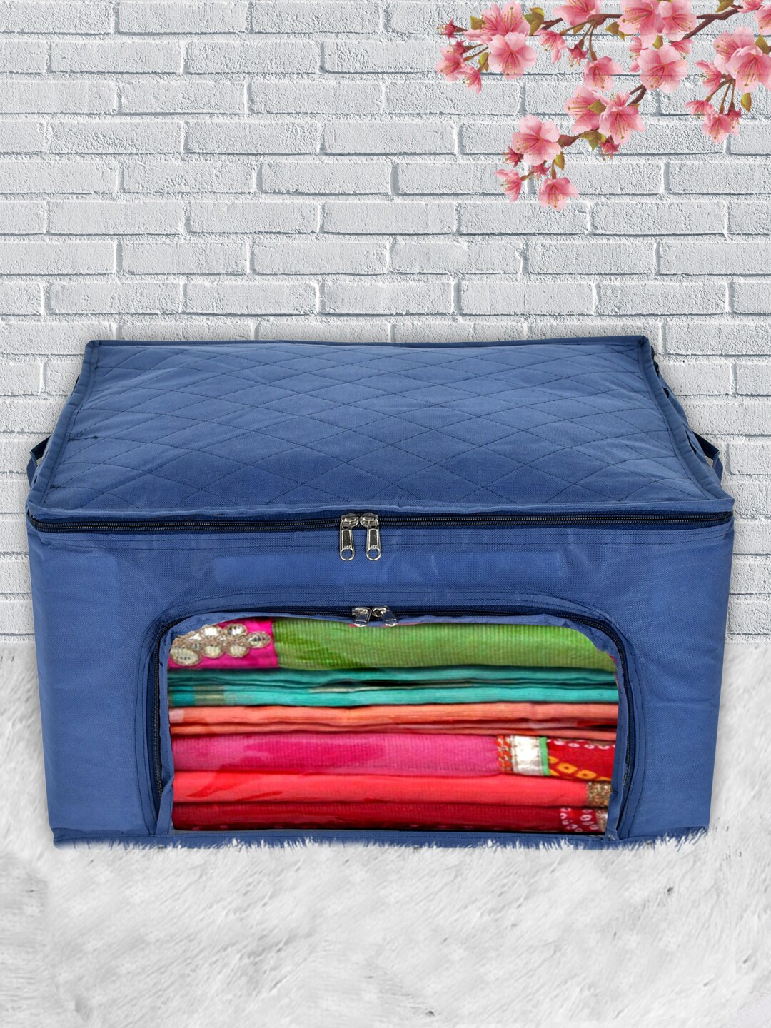 

Kuber Industries Blue Solid Wardrobe Organiser