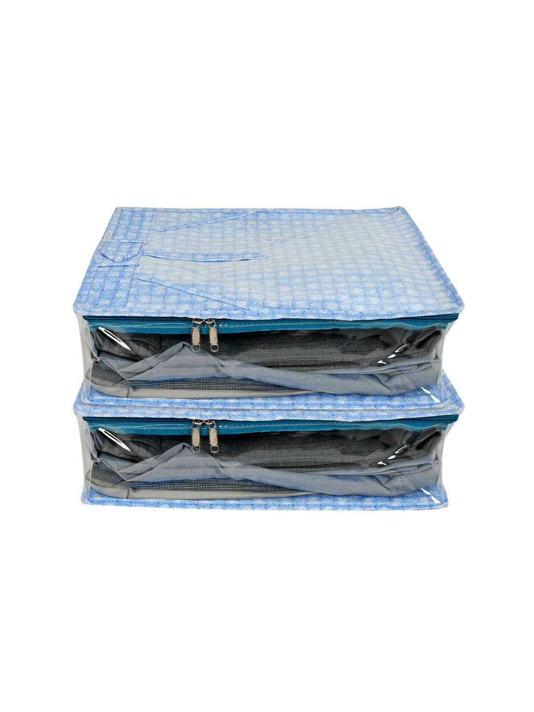 

Kuber Industries Set Of 2 Blue & Off-White Printed Trousers Organisers