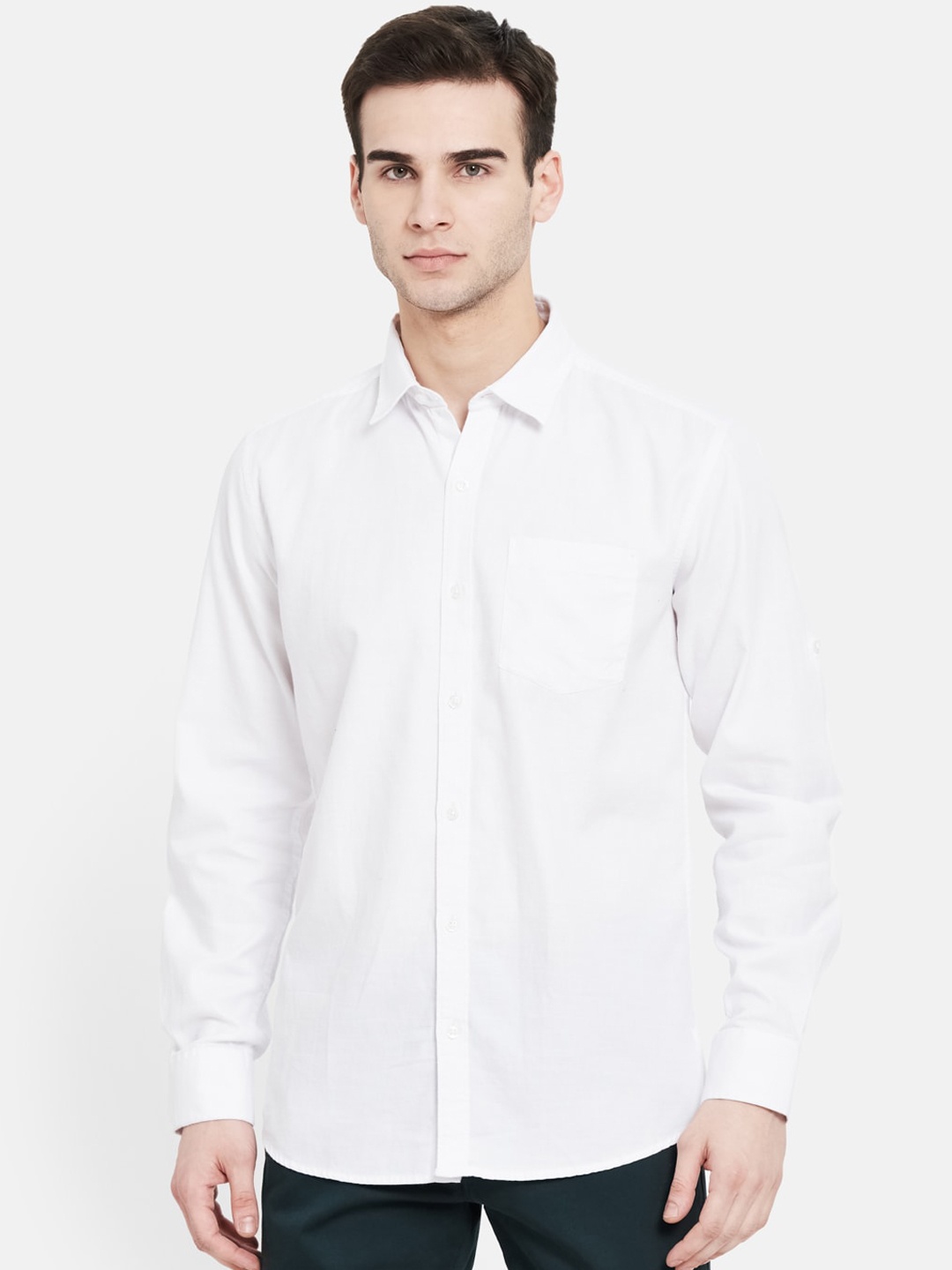 

METTLE Men White Opaque Casual Shirt