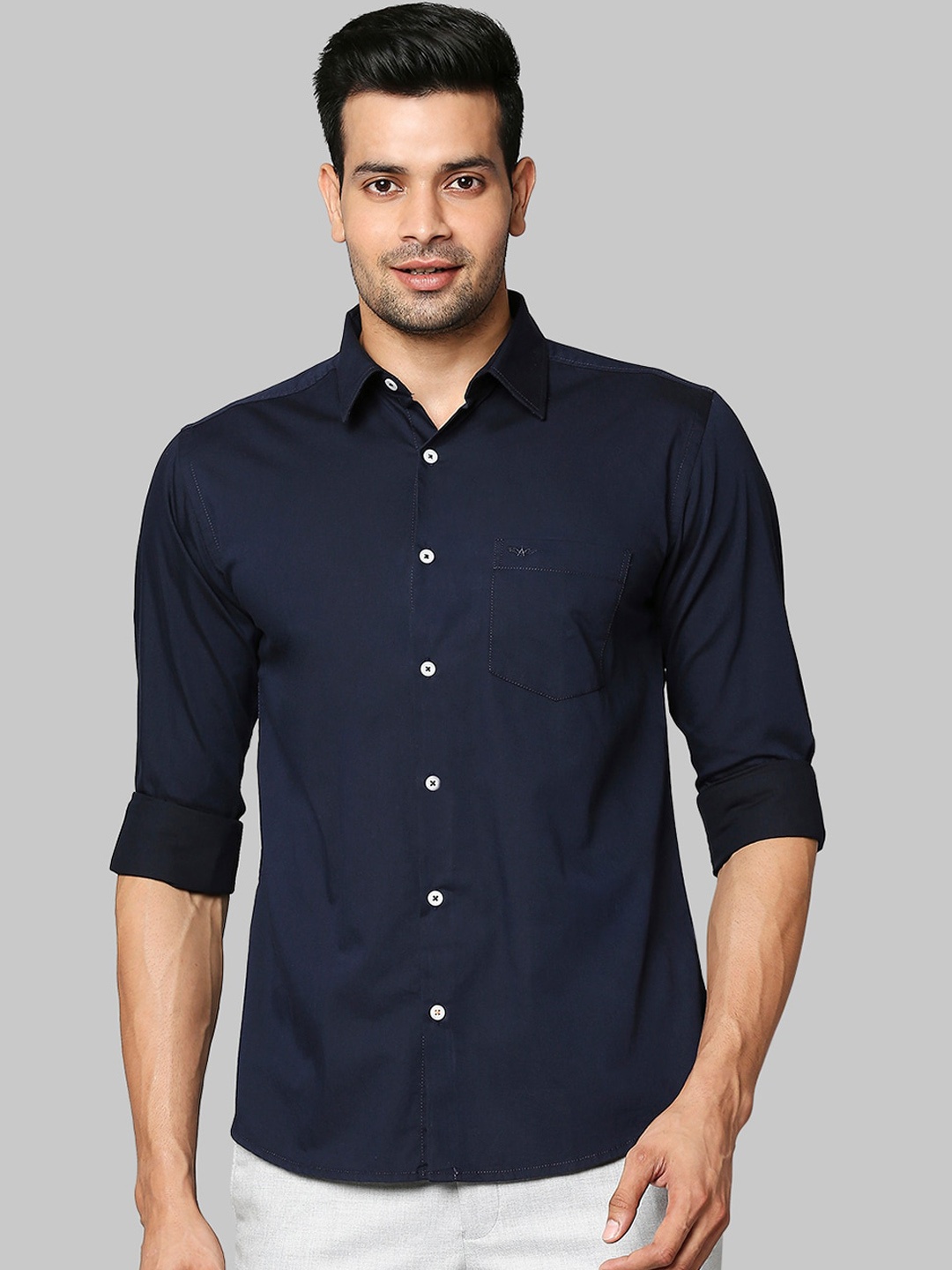 

Park Avenue Men Blue Slim Fit Opaque Cotton Casual Shirt