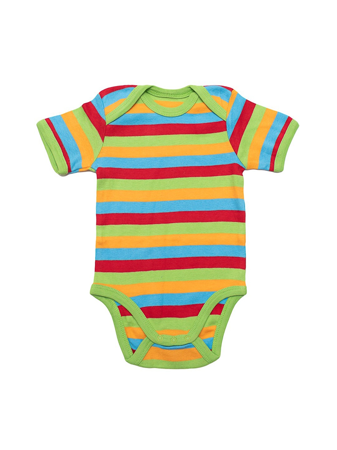 

Nino Bambino Infant Boys Green & Red Striped Pure Organic Cotton Bodysuit