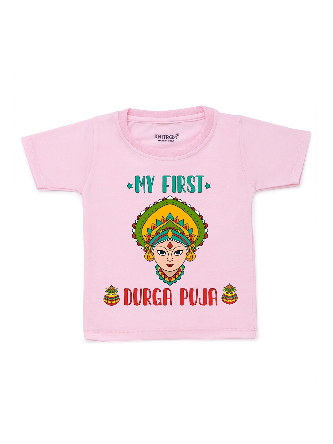 

KNITROOT Unisex Kids Pink T-shirt