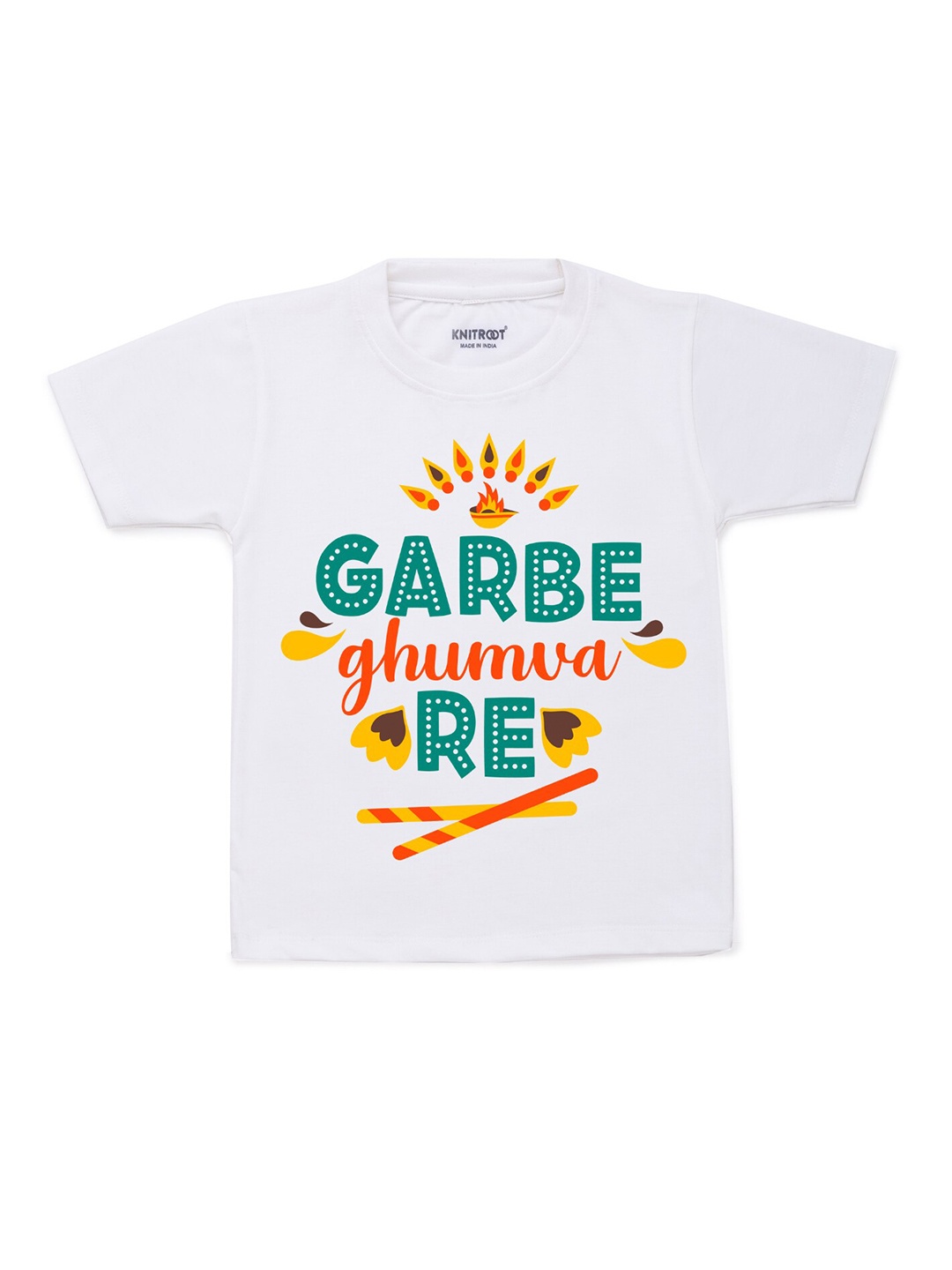 

KNITROOT Unisex Kids White Graphic Printed T-shirt