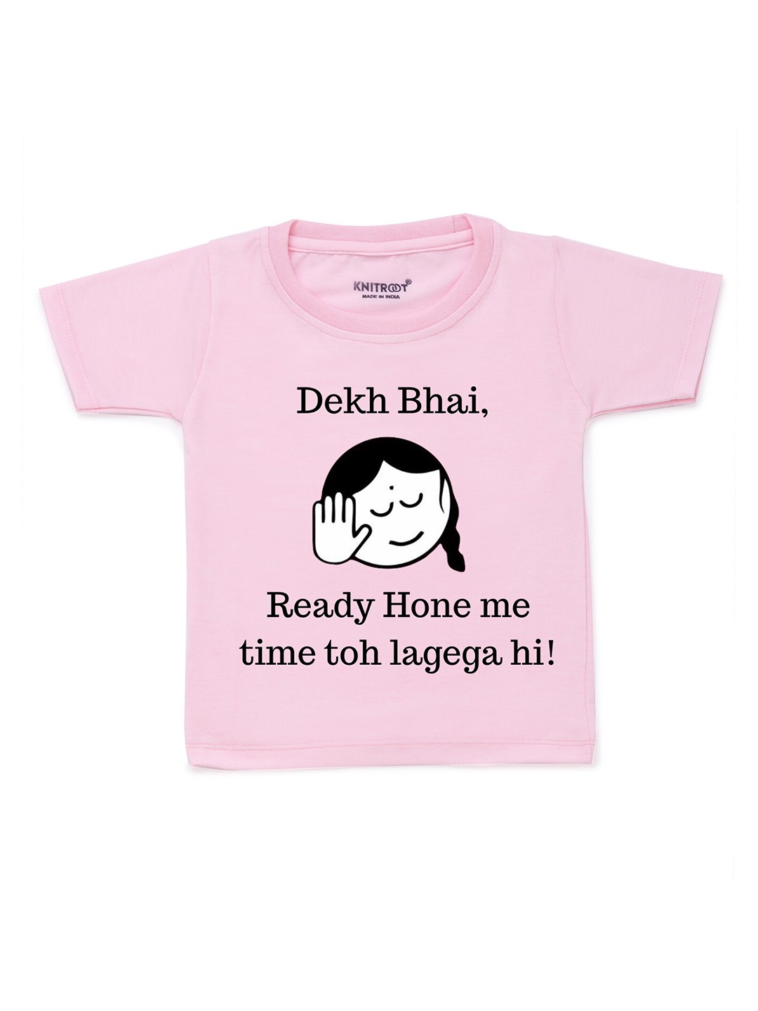 

KNITROOT Unisex Kids Pink & Black Printed T-shirt