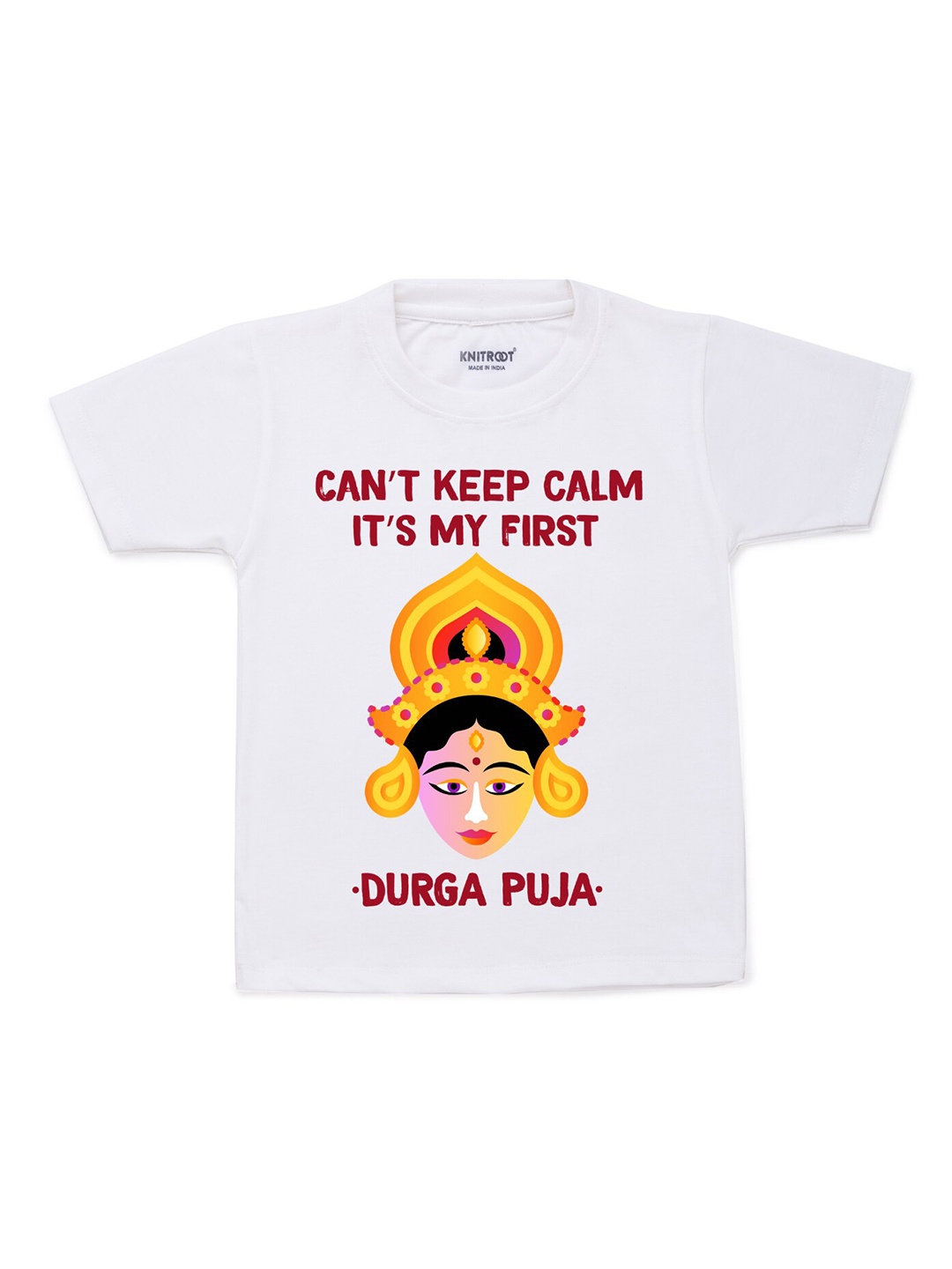 

KNITROOT Unisex Kids White & Yellow Printed T-shirt