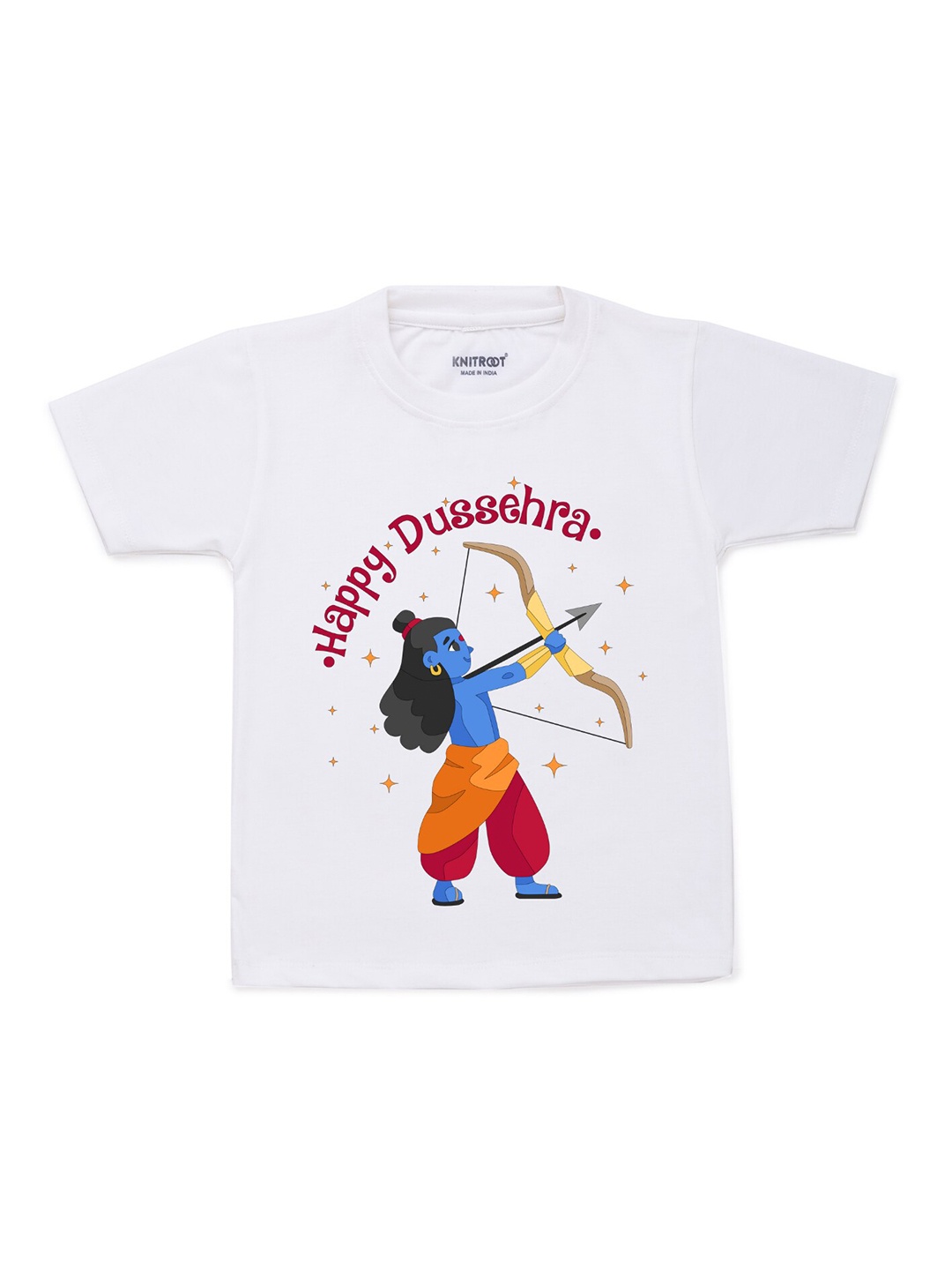 

KNITROOT Unisex Kids White & Blue Printed T-shirt