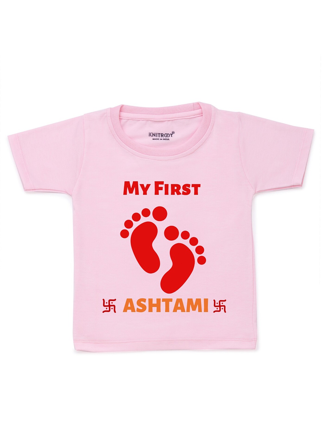 

KNITROOT Unisex Kids Pink & Red Ashtami Printed T-shirt