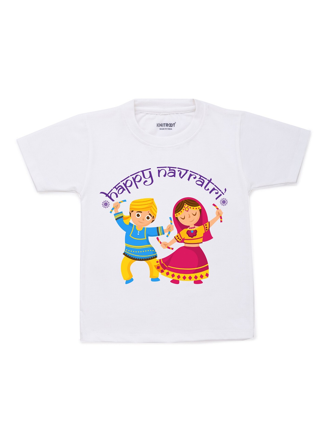 

KNITROOT Kids White & Pink Printed T-shirt