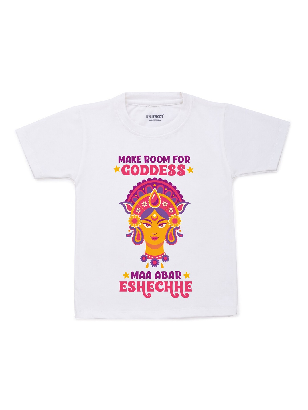 

KNITROOT Unisex Kids White & Yellow Printed T-shirt