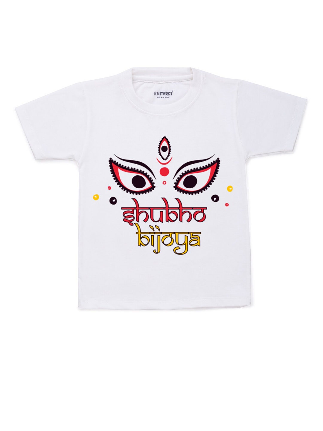 

KNITROOT Unisex Kids White V-Neck T-shirt