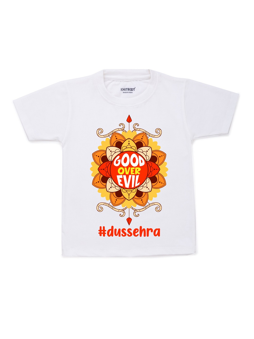 

KNITROOT Unisex Kids White V-Neck T-shirt