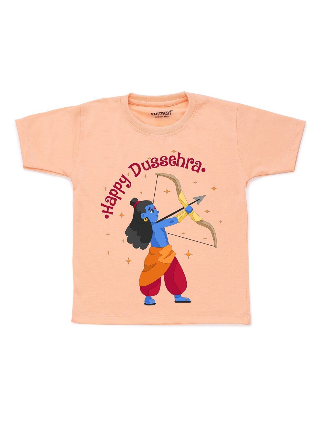 

KNITROOT Unisex Kids Peach-Coloured Graphic Printed T-shirt