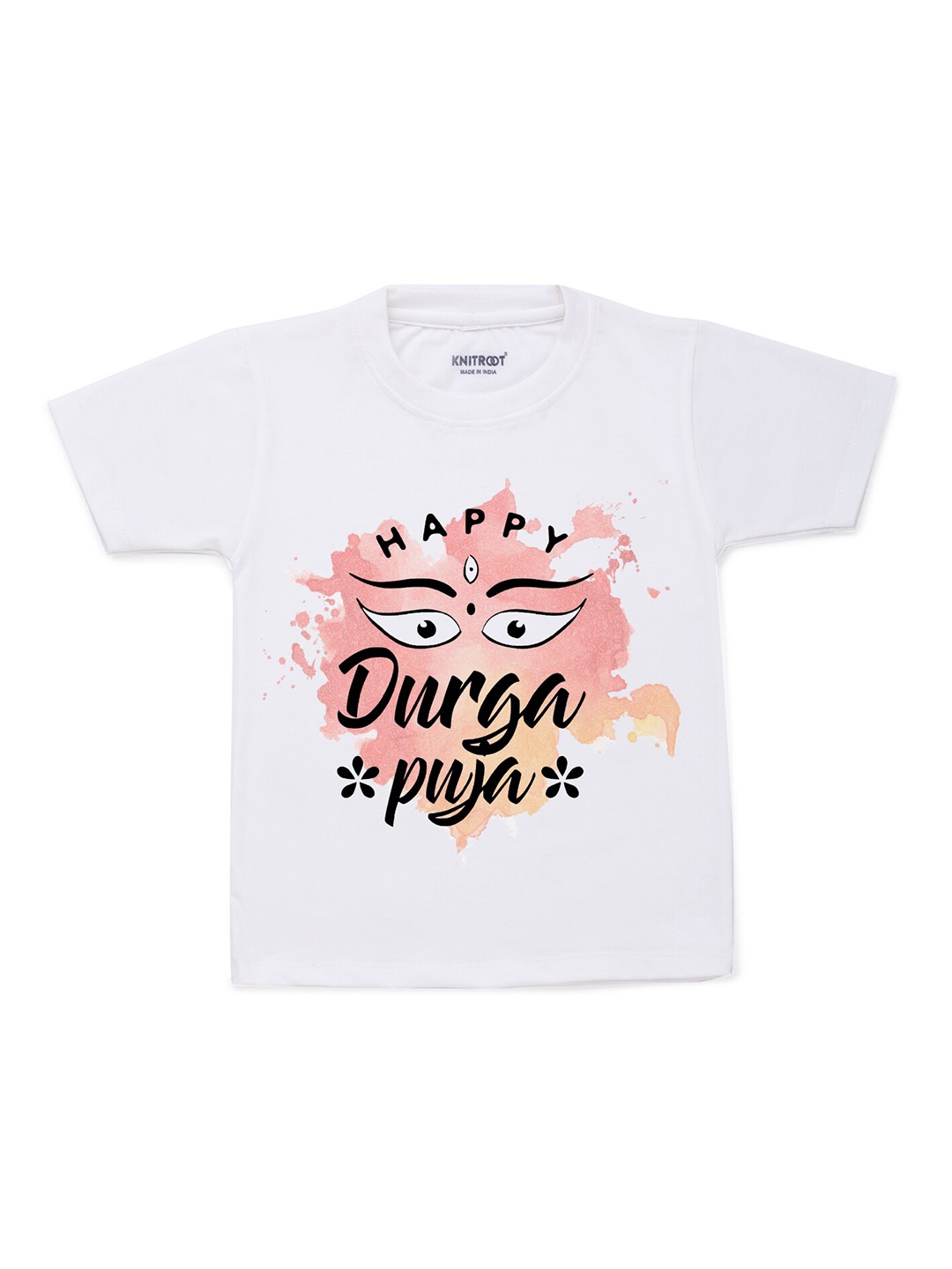 

KNITROOT Unisex Kids White & Pink Typography Printed T-shirt
