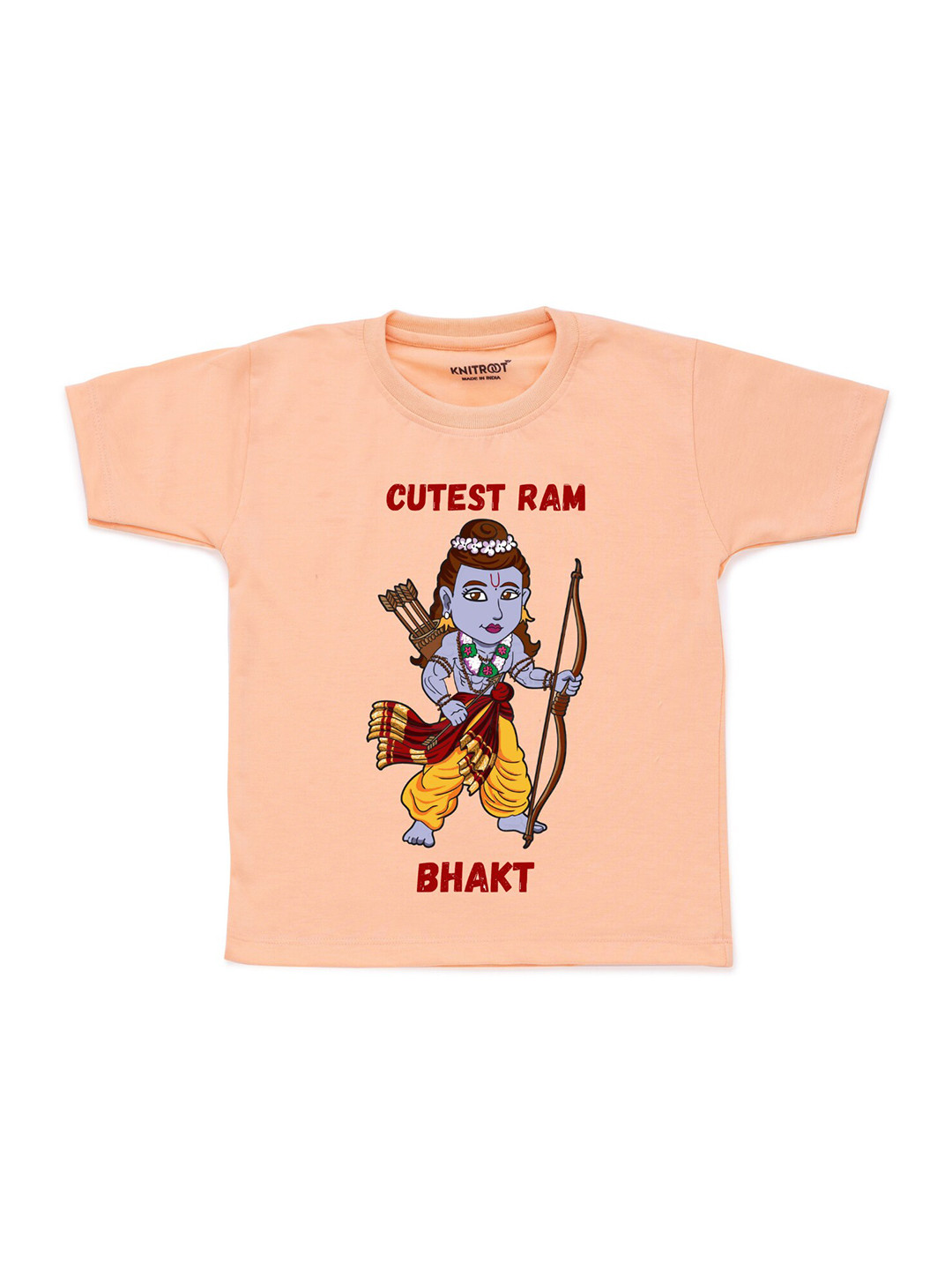 

KNITROOT Unisex Kids Peach-Coloured Graphic Printed T-shirt
