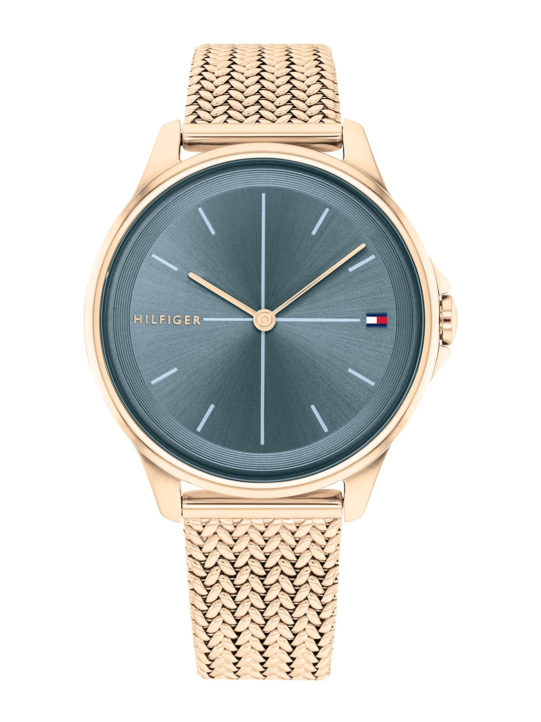 

Tommy Hilfiger Women Blue Dial & Gold Toned Bracelet Style Straps Analogue Watch