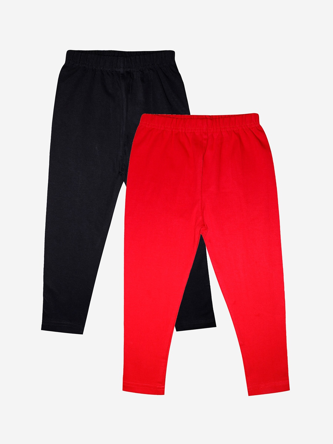 

KiddoPanti Girls Pack Of 2 Solid Ankle-Length Leggings, Red