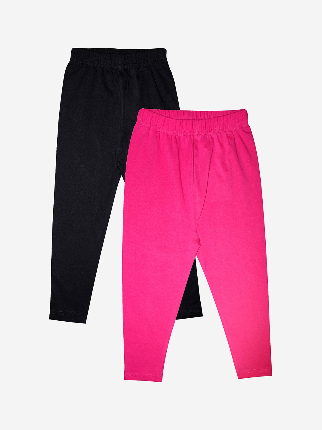 

KiddoPanti Girls Pack Of 2 Solid Ankle-Length Leggings, Black