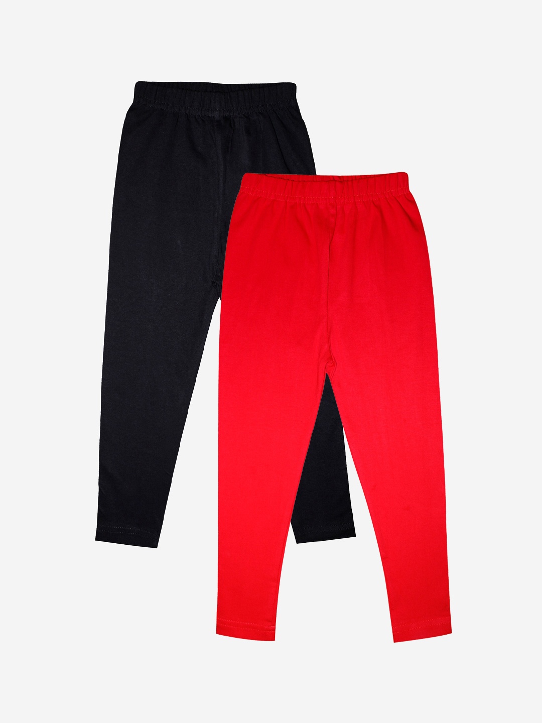 

KiddoPanti Girls Pack Of 2 Solid Ankle-Length Leggings, Red