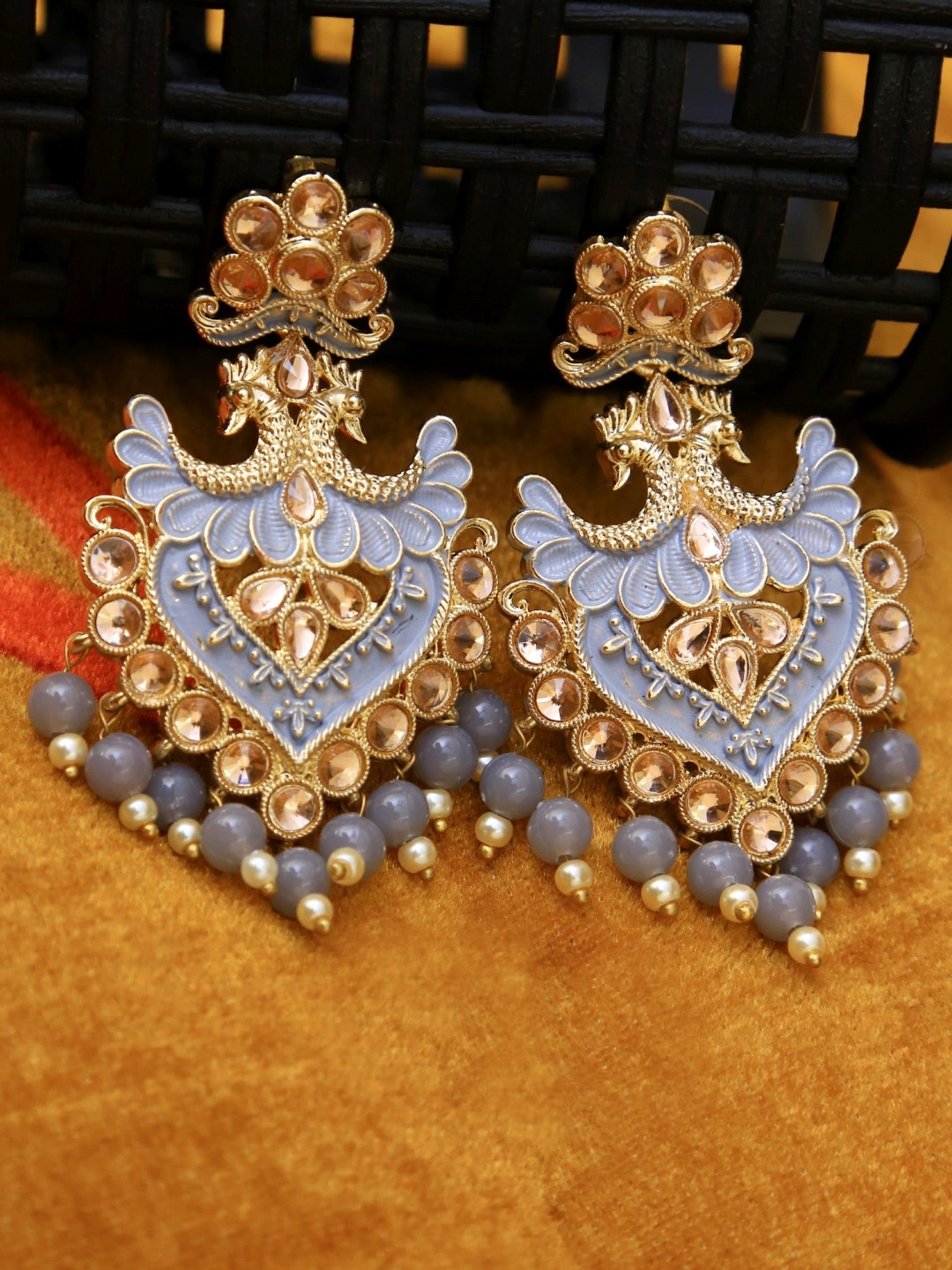 

Crunchy Fashion Grey & Gold-Toned Classic Drop Earrings