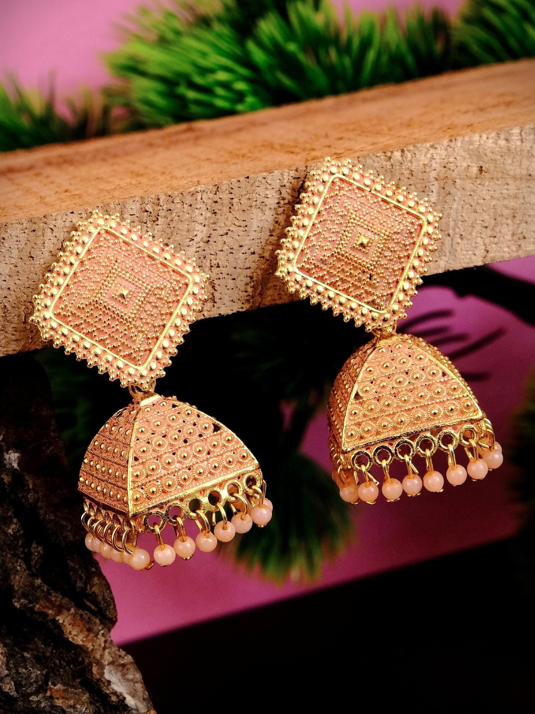 

Crunchy Fashion Gold-Plated Classic Jhumkas Earrings