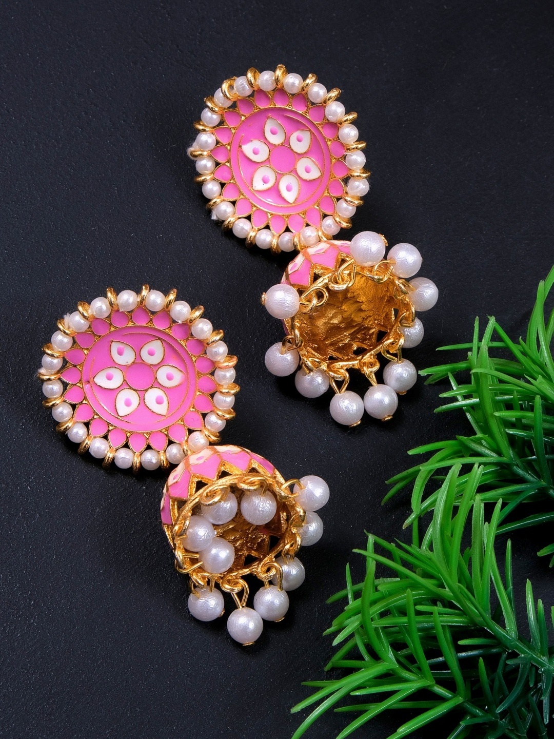 

Crunchy Fashion Pink Contemporary Studs Earrings