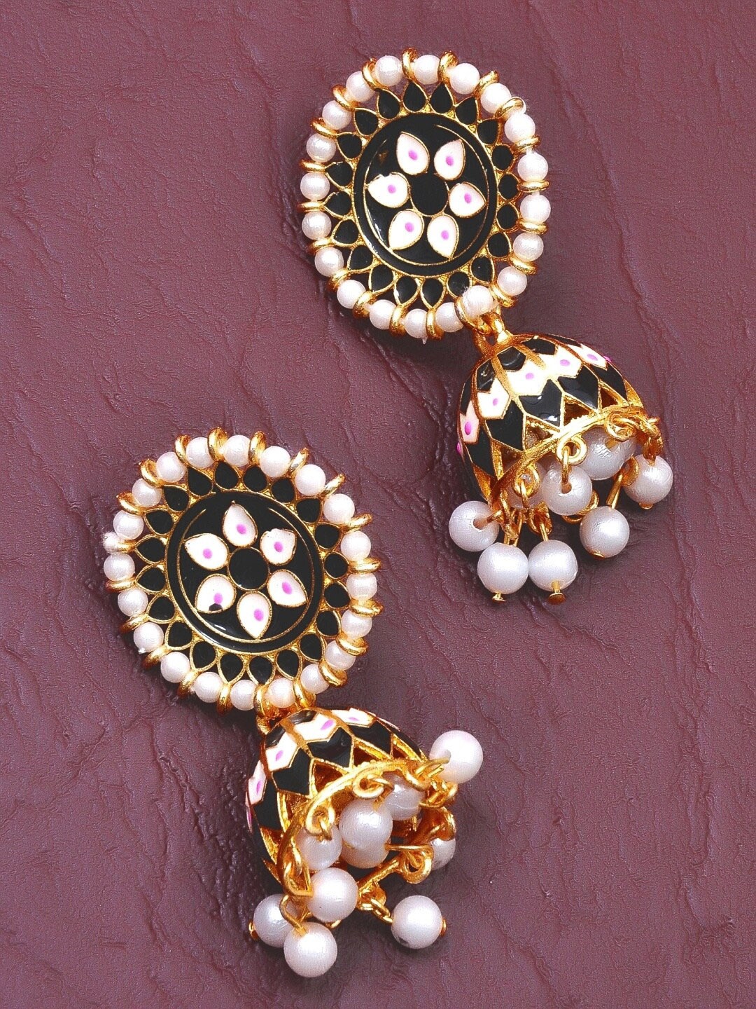 

Crunchy Fashion Black Contemporary Jhumkas Earrings