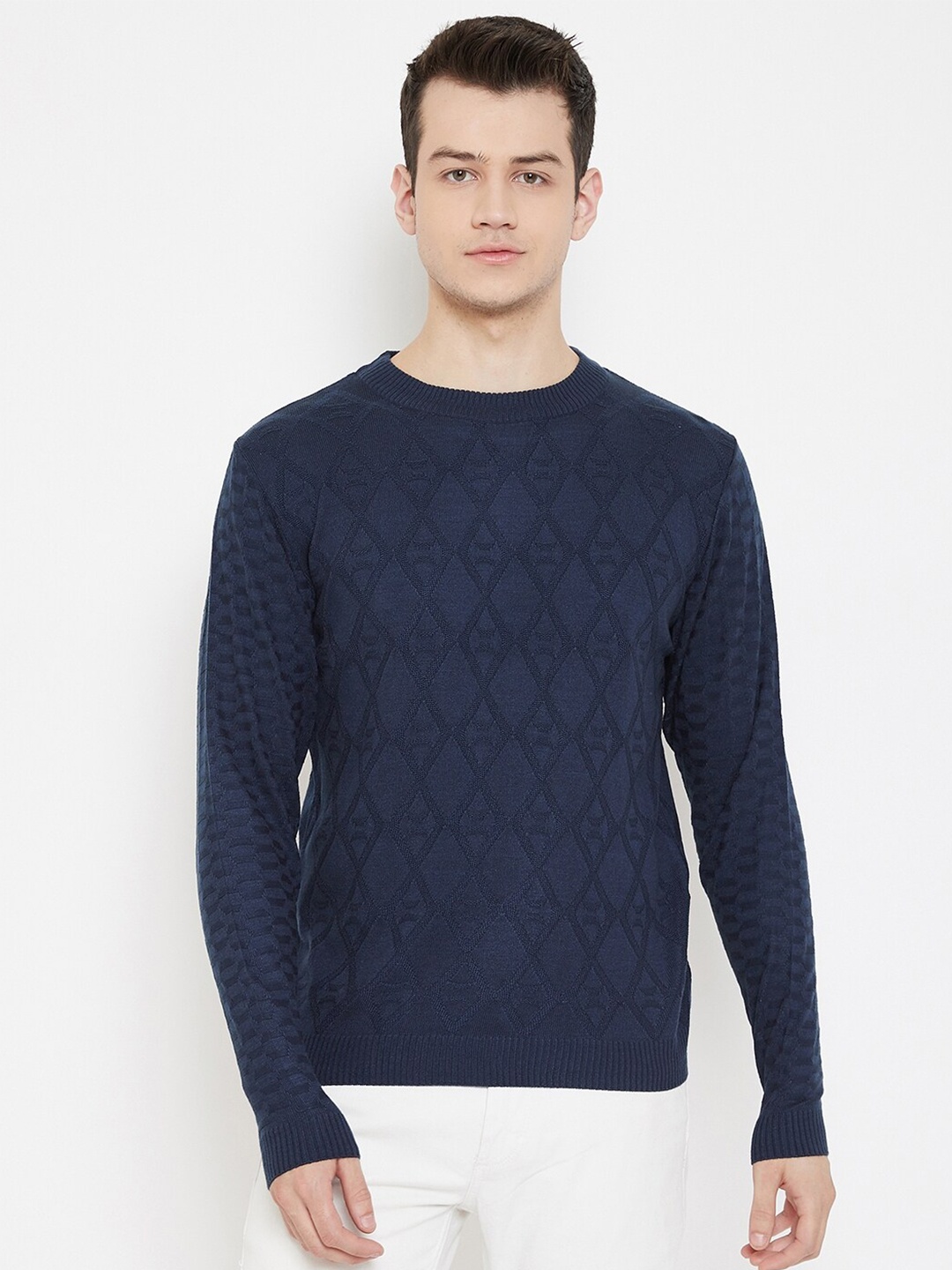 

JUMP USA Men Navy Blue Printed Pullover