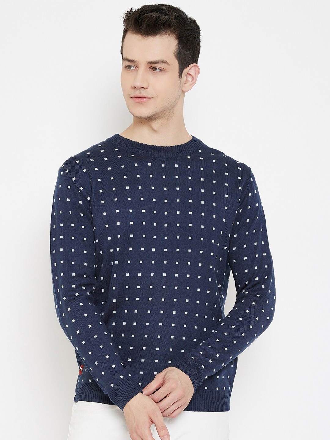 

JUMP USA Men Blue & White Printed Pullover