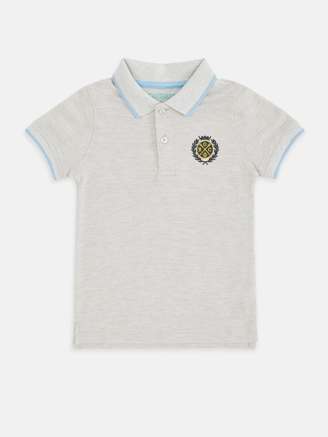 

Pantaloons Junior Boys Grey Melange Pure Cotton Polo Collar Pure Cotton T-shirt