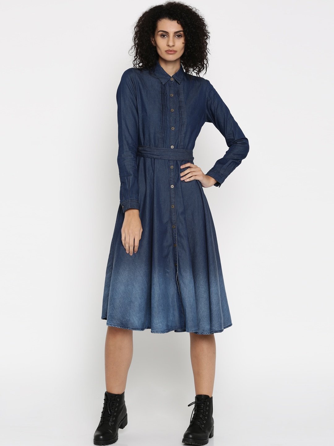 

Tokyo Talkies Women Navy Blue Fit and Flare Dress