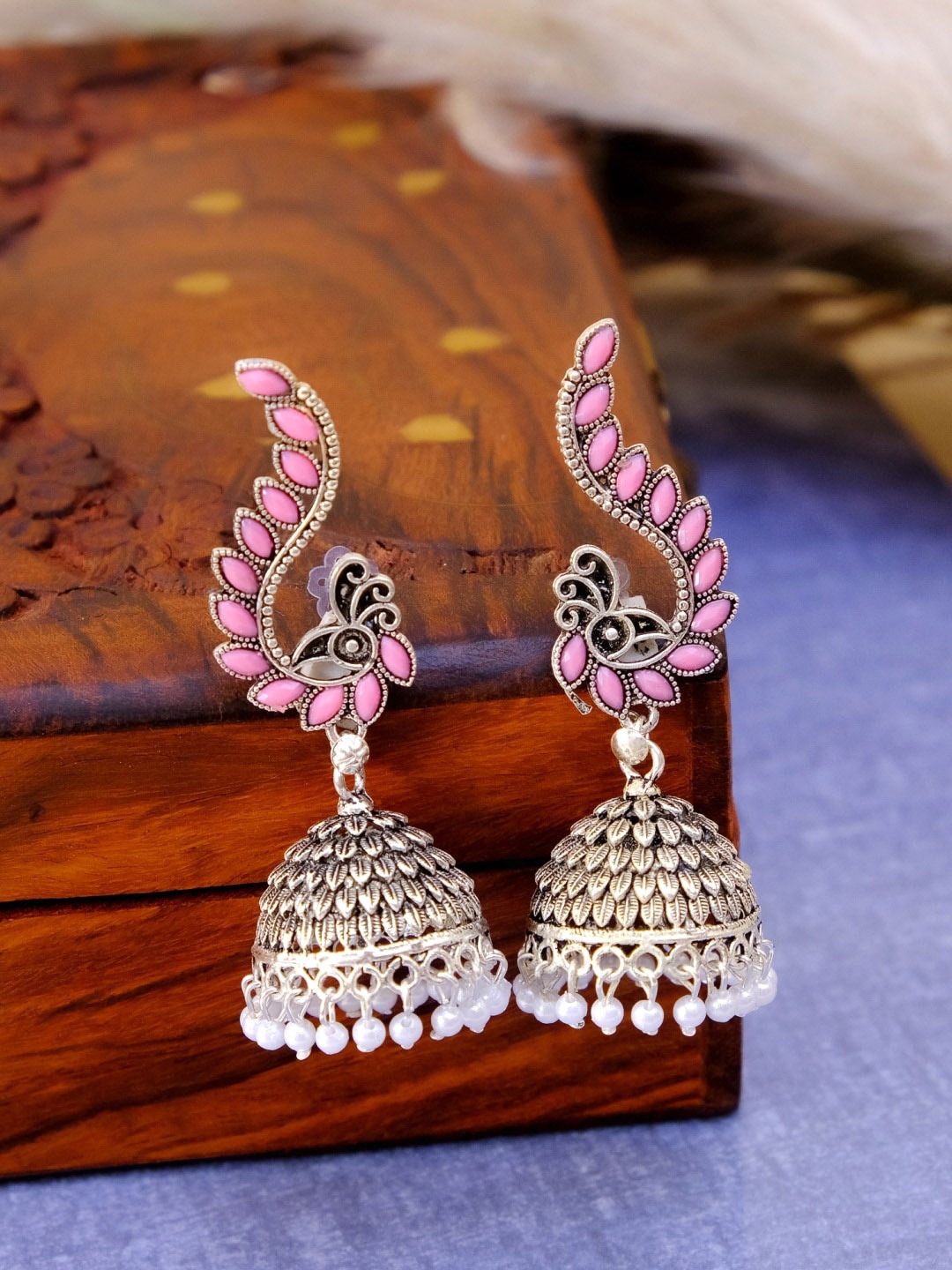 

Crunchy Fashion Pink Contemporary Jhumkas Earrings