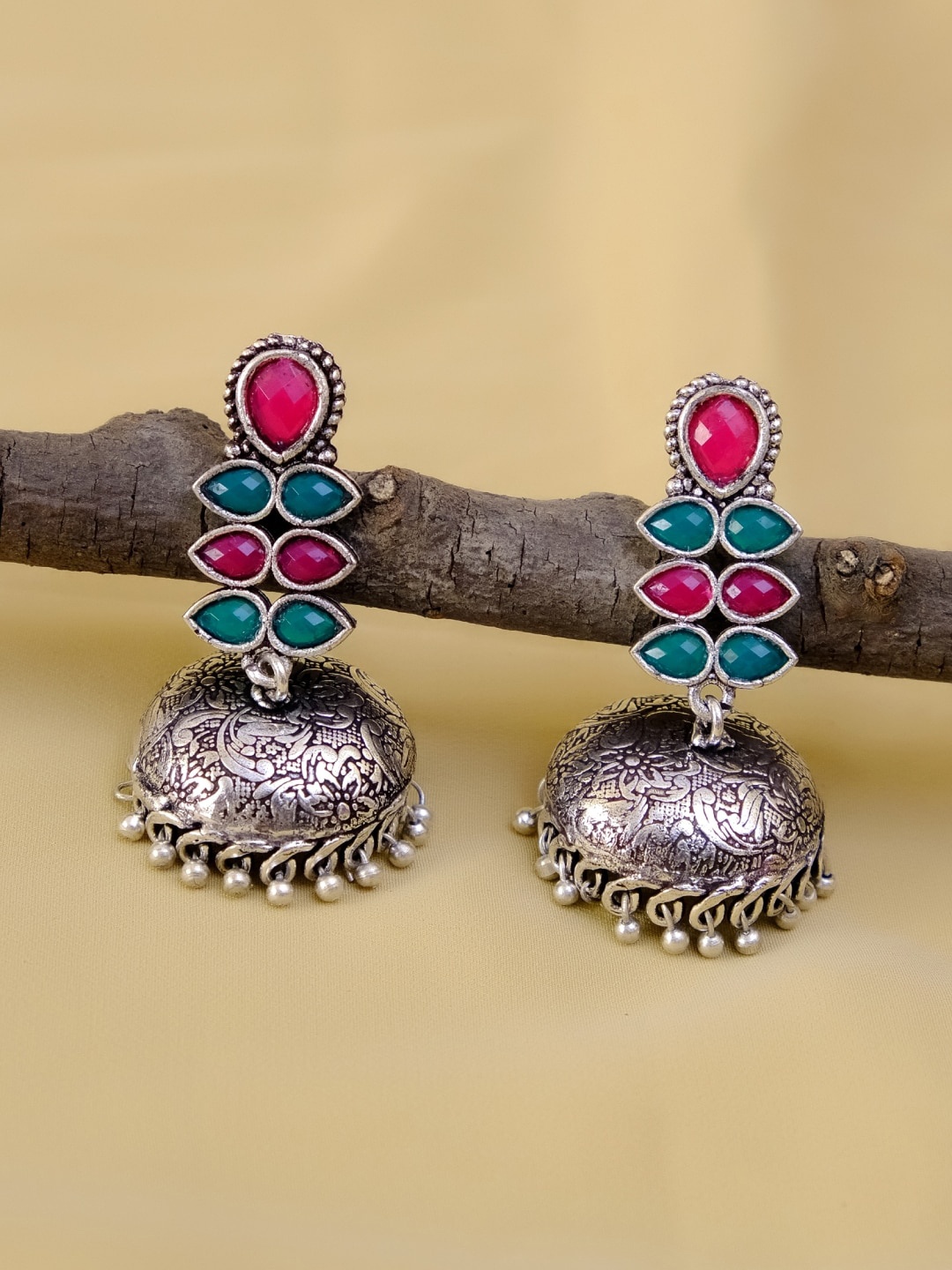 

Crunchy Fashion Multicoloured Contemporary Jhumkas Earrings, Multi