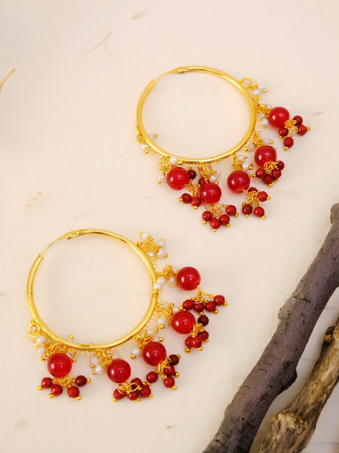 

Crunchy Fashion Red Contemporary Hoop Earrings