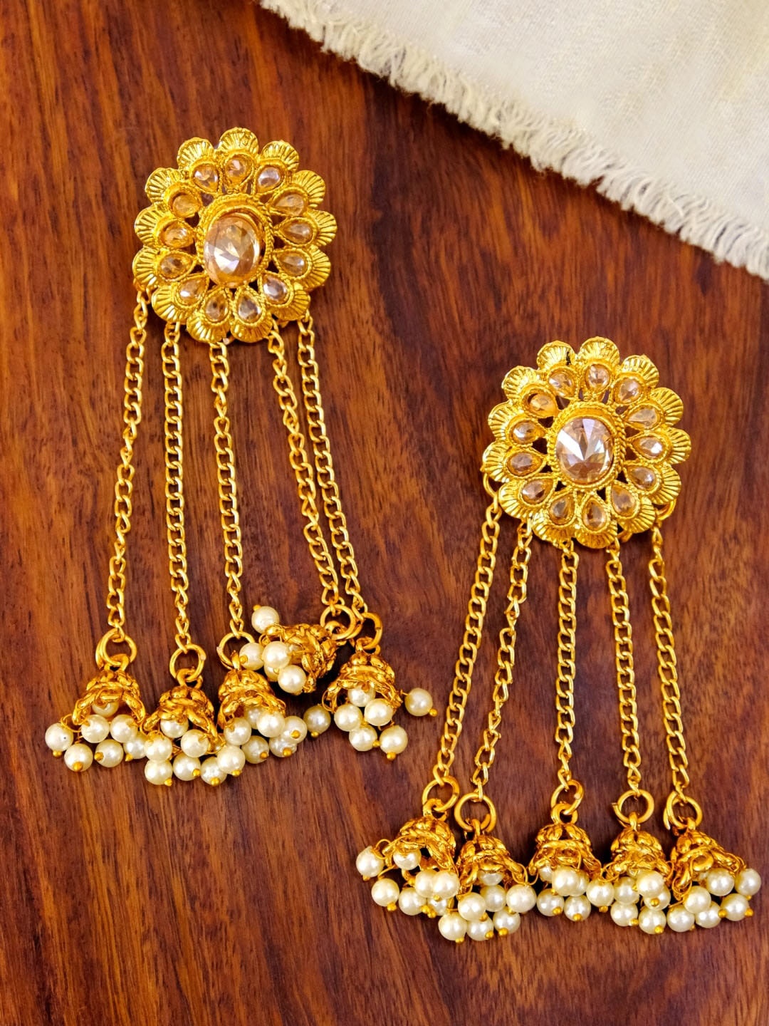 

Crunchy Fashion Gold-Toned Contemporary Jhumkas Earrings